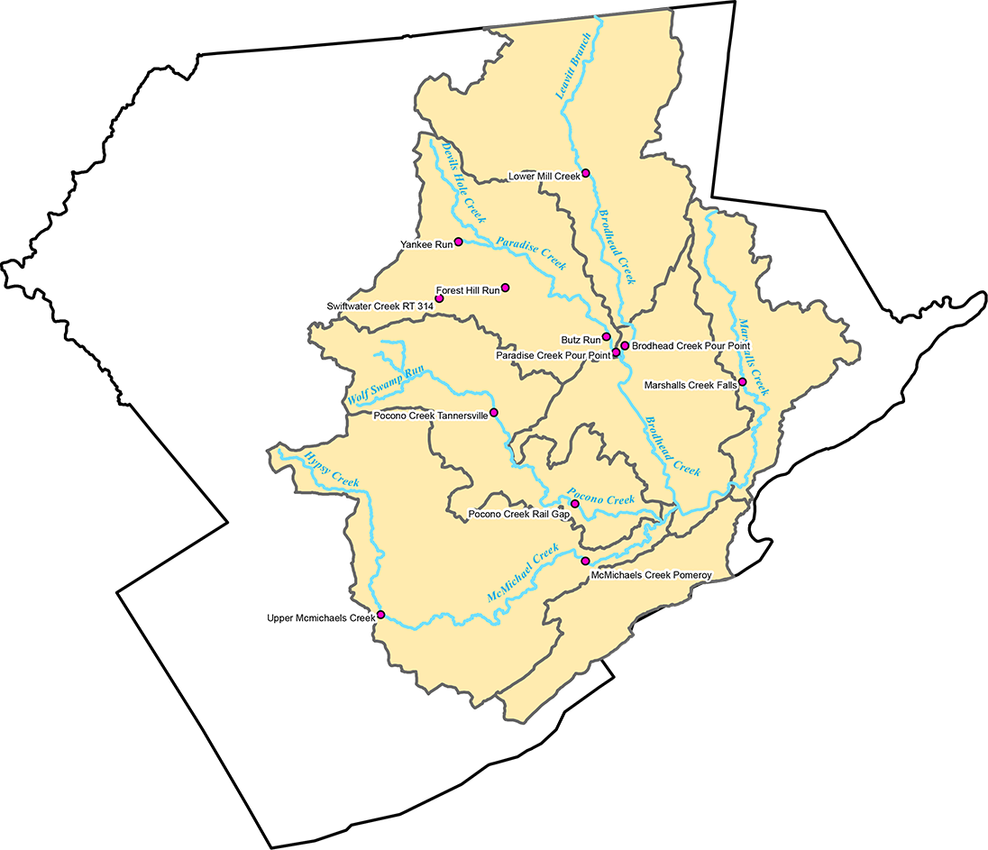 REAL TIME DATA FROM AROUND THE WATERSHED Brodhead Watershed Association